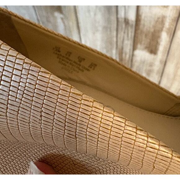 Franco Sarto Beige Nude Leather Peep Toe Wedges - Size 7.5 - Picture 9 of 10